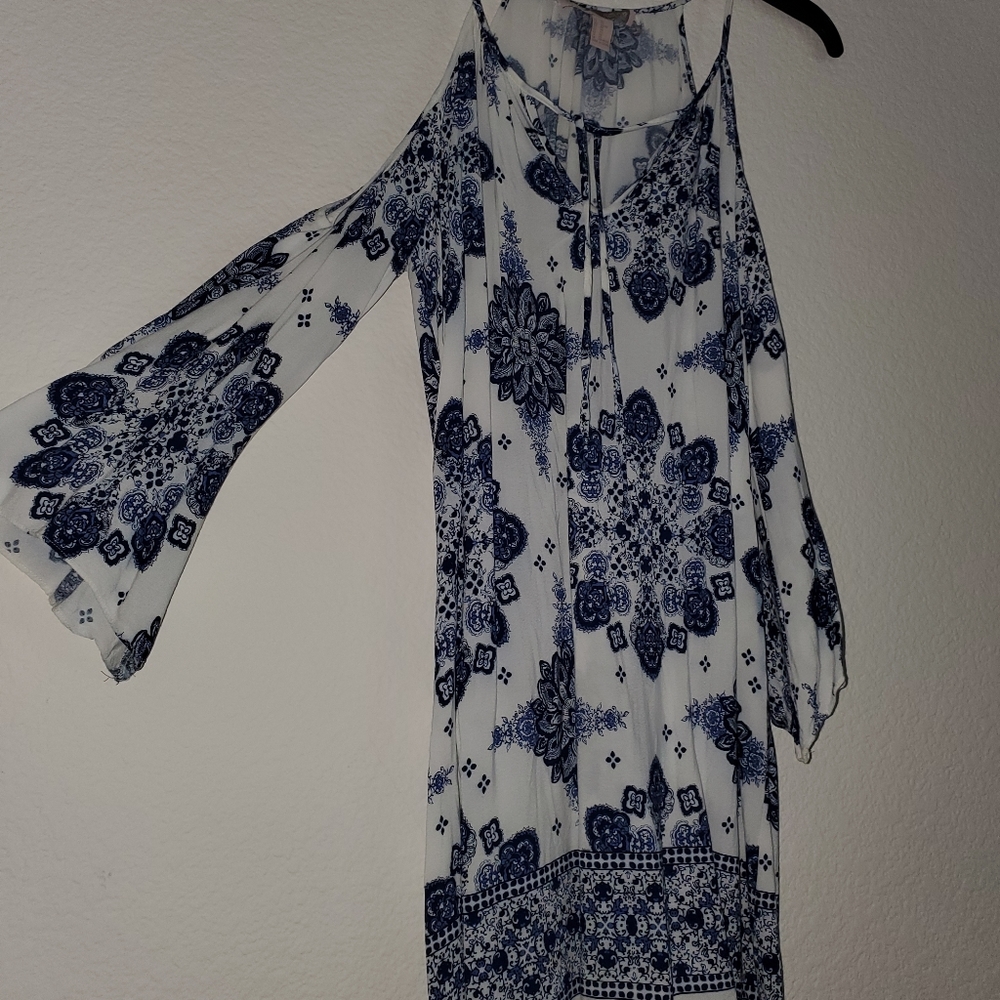 Blue and white dress